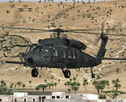 Military helicopter flying